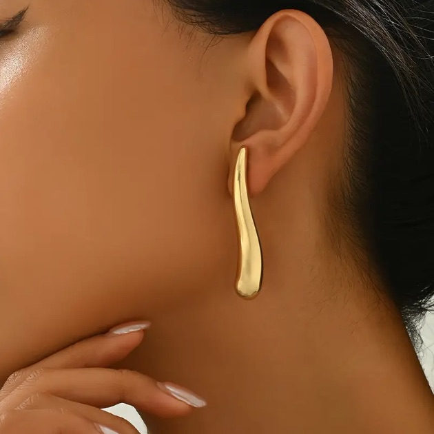 Rusted Gold Plated Wave Drop Earrings